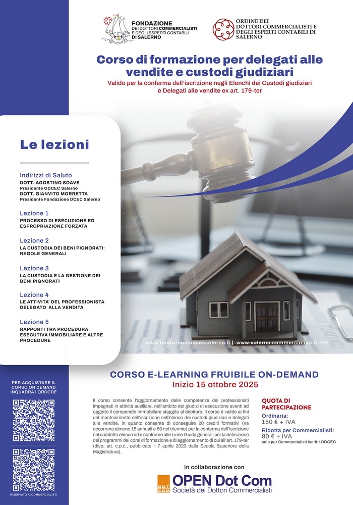 Corso di formazione per delegati alle vendite e custodi giudiziari